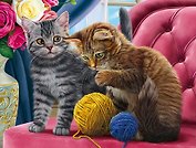 Картина-раскраска по номерам «Котята и клубки», 17 х 22 см, Рыжий Кот