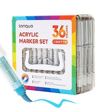 Маркеры акриловые 36цв "Lite" (кисть, жидк. чернила (пласт.бокс) (Languo)