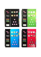 Тетрадь В5 120л кл. черн.пласт.обл., вырубка, 4 разделителя, инд.уп.