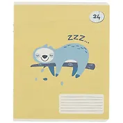 Тетрадь в клетку Academy Style, "Ленивец", 24 листа, в ассортименте