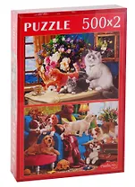 Пазл Набор 2в1 Домашние любимцы ТМ Рыжий кот 500+500 элементов ФП500-8791