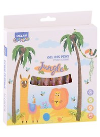 Ручки гелевые Mazari, Jungle, ароматизированные с блестками 12 цветов