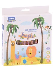 Ручки гелевые Mazari, Jungle, ароматизированные с блестками 12 цветов