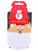 Носки Новогодние Зверюшки со снежинками (высокие) (36-39) (текстиль)