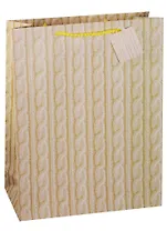 Пакет подарочный бумажный А3 "Вязаные косички", Новый год