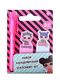 Набор канцелярский «LOL» (ручка шариковая синяя, закладки самоклеящиеся 2 шт), Academy Style