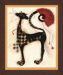 Картина Кошка с веером (PC1123) (24х30)