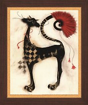 Картина Кошка с веером (PC1123) (24х30)