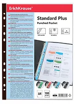 Папка-вкладыш А4 10шт "Fizzy Clear" 40мкм, прозрачный, черная полоса, ErichKrause