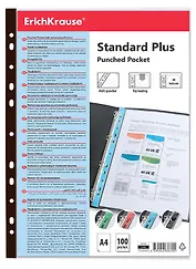 Папка-вкладыш А4 10шт "Fizzy Clear" 40мкм, прозрачный, черная полоса, ErichKrause