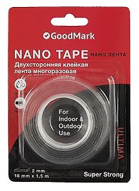 Лента клейкая двусторонняя, 18 мм х 1,5 м «Nano tape», GoodMark