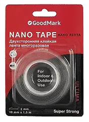Лента клейкая 18мм*1,5м "Nano tape" двустор., GoodMark  