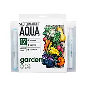 Маркеры акварельные 12цв Aqua Pro Garden, к/к, Sketchmarker