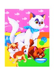 Картина-раскраска по номерам «Кошка и котята», 17 х 22 см, 14 цветов