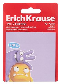 Блок 75*75 самоклеящийся 50л "Jolly Friends" ассорти, Erich Krause