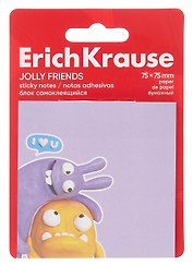 Блок 75*75 самоклеящийся 50л "Jolly Friends" ассорти, Erich Krause