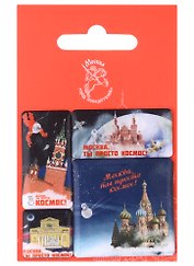 Набор заливных минимагнитов Достопримечательности Москвы (Спасская башня,Исторический музей,Большой театр,Собор Василия Блаженного (Город Победителей))