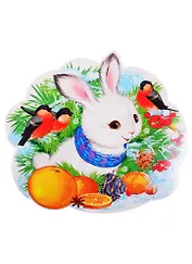 Плакат вырубной А4 "Заяц в дарах зимы"