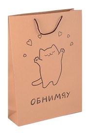 Пакет А3 45*32*10 "Обнимяу" крафт, женск.