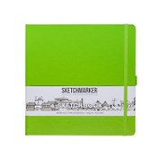 Скетчбук 20*20 80л "Sketchmarker"  зеленый луг, 140г/м2, слоновая кость, тв.обл.