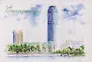 Магнит картон Вид с плотины городского пруда Высоцкий (Екатеринбург) (МК/301/006)