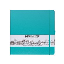 Скетчбук 20*20 80л "Sketchmarker" изумрудный, 140г/м2, слоновая кость, тв.обл.