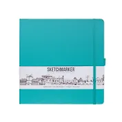 Скетчбук 20*20 80л "Sketchmarker" изумрудный, 140г/м2, слоновая кость, тв.обл.