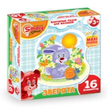 Контурный Пазл (52063) Зверята-Зайчик (16эл.) (коробка)