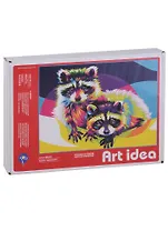 Картина по номерам Радужные еноты (холст на картоне, 21х29.7см.), Art Idea