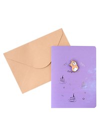 Открытка со значком «Корги. Поздравляю!», картон, металл, 15х11
