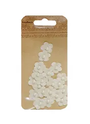 Набор тканевых мини-цветочков с бусиной Беж. (SCB26003036) (d=1,7см) (20шт.) (упаковка)