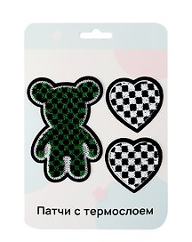 Нашивки Мишка, сердца (термонаклейки)