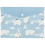 Папка-конверт на кнопке "Белые медведи", А5