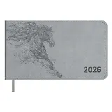 Еженедельник дат. 2026г. 64л 150x87 мм 150x87 мм "Виннер" серый, кожзам, мягк.переплет, блинт.тиснение, офсет, карманный, горизонт, справ.мат-лы, закругл.углы, ляссе, инд.уп