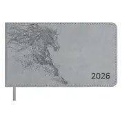 Еженедельник дат. 2026г. 64л 150x87 мм 150x87 мм "Виннер" серый, кожзам, мягк.переплет, блинт.тиснение, офсет, карманный, горизонт, справ.мат-лы, закругл.углы, ляссе, инд.уп