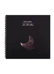 Скетчбук 195*195 20л "Лунная соната" акварельн., с перф., 200г/м2, обл картон, тисн. фольг., широкая евроспираль