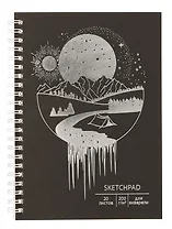 Скетчбук А5 20л "Звездная ночь" акварел. бумага, 200г/м2, черный тонир.картон, тиснение фольг. серебро, евроспираль