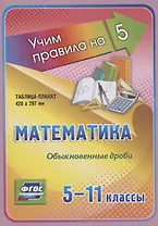 Математика. Обыкновенные дроби. 5-11 классы Таблица-плакат