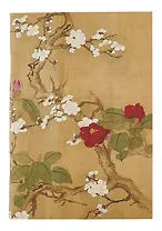 Блокнот А6+ 18л нелин. "Сто цветов (фрагмент «Сакура и красные цветы»)", скоба