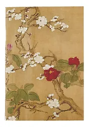 Блокнот А6+ 18л нелин. "Сто цветов (фрагмент «Сакура и красные цветы»)", скоба