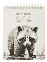 Скетчбук А6+ 40л "Енотик" 100г/м2, мат.ламинация, евроспираль, 7БЦ, офсет