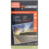 Бумага фото д/струйных принтеров LOMOND A6 (100*150) 270г/м2 (20л) суперглянцевая