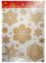 Новогоднее оконное украшение Снежинки золотые 2 (30х38)