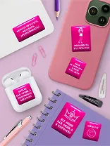 Наклейки эпоксидные 110х200 (Фразы розовые 2) (10132160/100925/5121082, Китай)