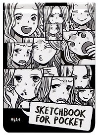 Скетчбук А6 48л "Sketchbook for Pocket. Комикс аниме" белый офсет, резинка, тв.обложка