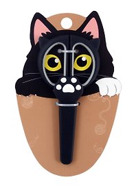 Ножницы детские «Котик», 130 мм, черные, с чехлом