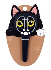 Ножницы 130мм "Котик" детские, черные, чехол, подвес