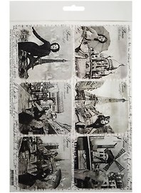Декупажная карта Открытки из путешествий монохром (А4) (пл. 40г/м2) (Karal687) (упаковка)