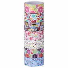 Клейкие WASHI-ленты д/декора Микс №2, 15мм*3м, 7цв, рисовая бумага, ОСТРОВ СОКРОВИЩ, 661710