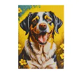 Алмазная мозаика (классическая) с подрамником, с полным заполнением "Радостный пёсик", 22 х 32 см